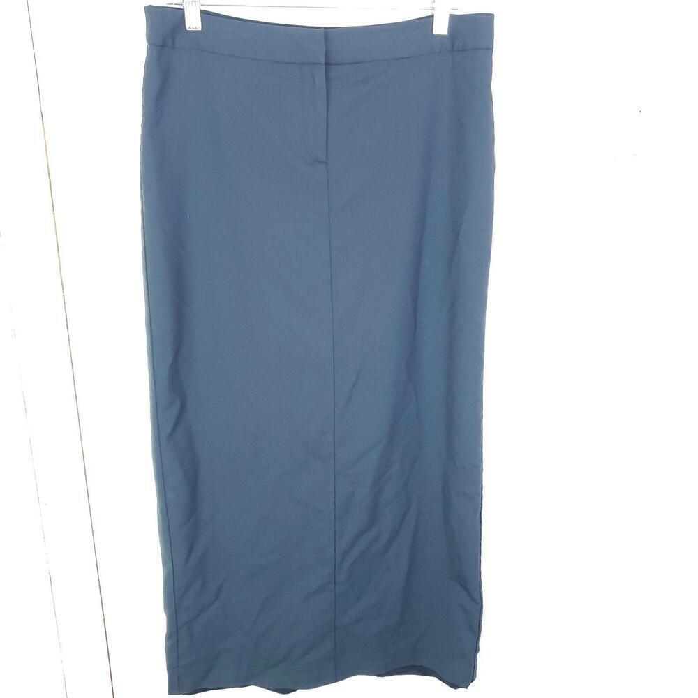 J Jill Skirt Womens 10 Tall Wool Navy Maxi Lined Academia Career Modest